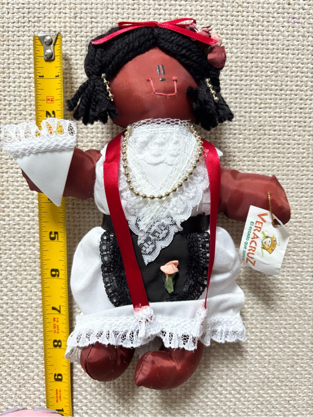 Mexican Veracruz Jarocha Handmade Cloth Doll Traditional Folk Costume 9”